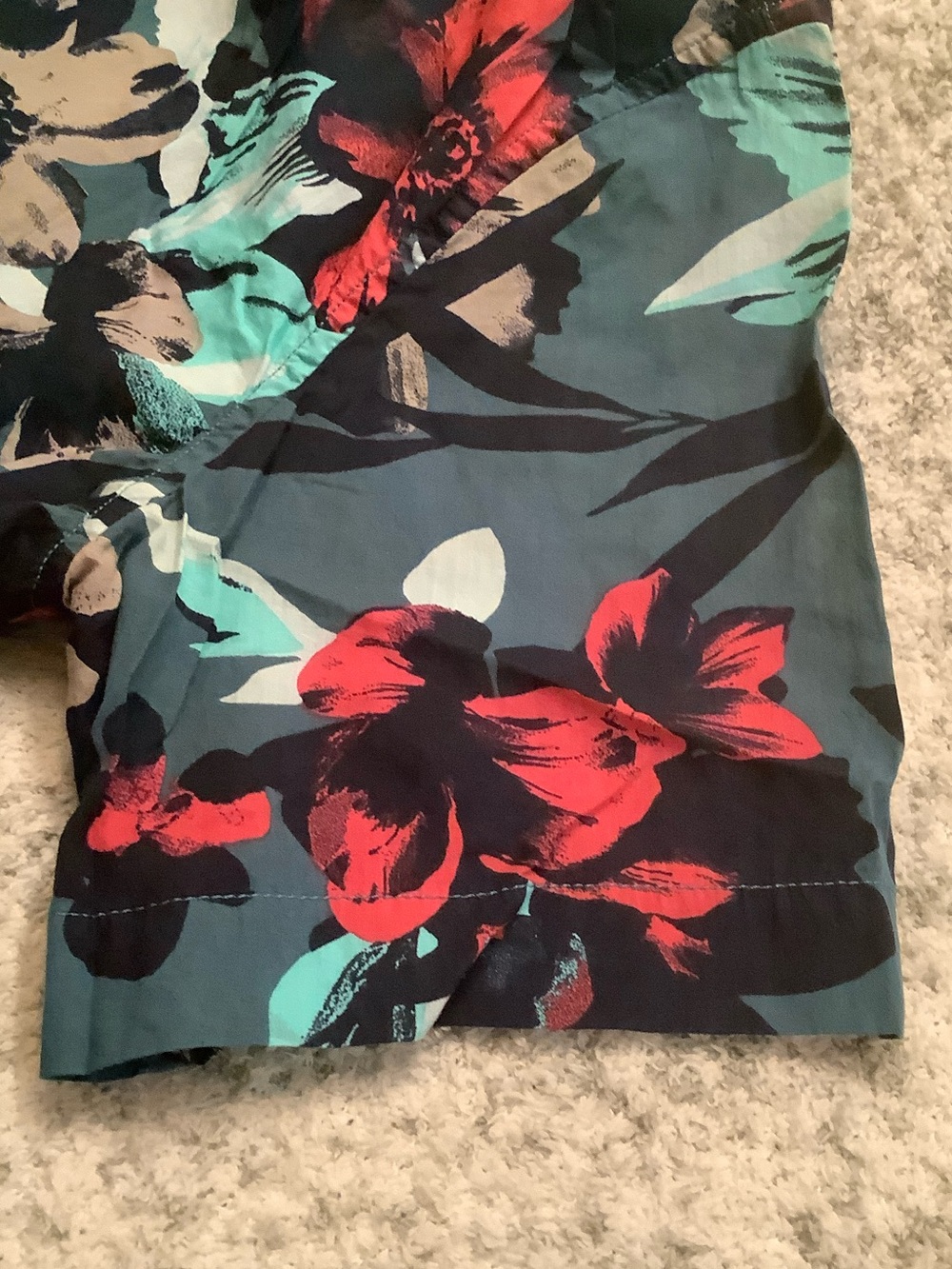 Banana Republic Tropical Red Teal Floral Dress Shirt Size L slim fit NWT Cotton - Picture 8 of 14
